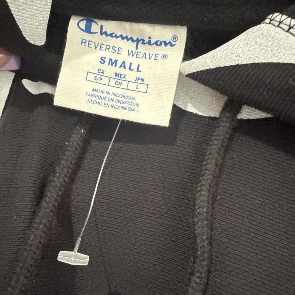 Champion Reverse Weave All Over Print AOP Hoodie Black White Pullover Size Small - Picture 4 of 12